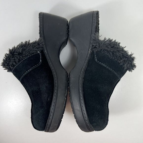 Crocs Cobbler Suede Leather Clogs Slip On Black Faux Fur Lining 11602 Womens 7 - Picture 6 of 8
